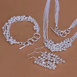 925 Sterling Silver For Wedding Women Christmas Gifts Retro Charms Lady Bead Necklace Bracelets Earrings Fashion Jewelry Sets ...