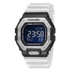 Smael Digital Watch Men Sports Waterproof Stopwatch Alarm Clock Rubber Strap Military Wristwatches 8059 Sport Watches Led Digita - white, NO Packaging