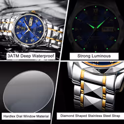 New Top Brand Luxury Man Wristwatch Waterproof Luminous Date Week Men Watches Stainless Steel Quartz Men&apos;s Watch Male - silver
