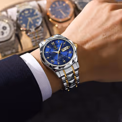 New Top Brand Luxury Man Wristwatch Waterproof Luminous Date Week Men Watches Stainless Steel Quartz Men&apos;s Watch Male - silver