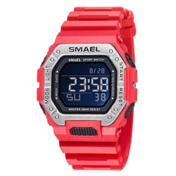Smael Digital Watch Men Sports Waterproof Stopwatch Alarm Clock Rubber Strap Military Wristwatches 8059 Sport Watches Led Digital - red, NO Packaging