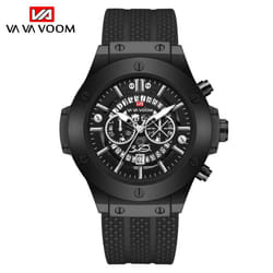Va Va Voom Creative Hollow Perspective Window Calendar Fashion Student Watch Silicone Waterproof Men&apos;s Sports Quartz Watch - black, NO Packaging