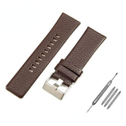 Genuine Leather Strap For Diesel Watchband 30mm 28mm 24mm 26mm 22mm Litchi Grain Strap For Diesel DZ7256 DZ4344 DZ1657 DZ12 Bracelet - Brown, 28mm
