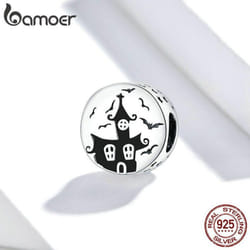 Bamoer 925 Sterling Silver Original Charm Ghost Castle Cz Oxidized Platinum For Brand Jewelry Make For Women Girl - 925 silver