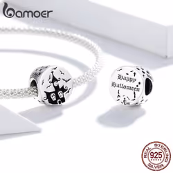 Bamoer 925 Sterling Silver Original Charm Ghost Castle Cz Oxidized Platinum For Brand Jewelry Make For Women Girl - 925 silver