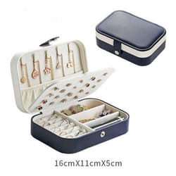Button Storage Zipper Jewelers Organizer Container Box Portable Jewelry Box Jewelry Organizer Display Travel Jewelry Case Boxes - blue,white