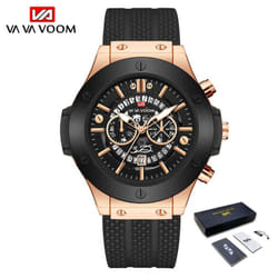 Va Va Voom Creative Hollow Perspective Window Calendar Fashion Student Watch Silicone Waterproof Men&apos;s Sports Q - black,rose gold, With Packaging