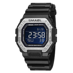 Smael Digital Watch Men Sports Waterproof Stopwatch Alarm Clock Rubber Strap Military Wristwatches 8059 Sport Watches L - black,silver, With Packaging