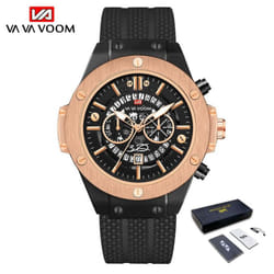 Va Va Voom Creative Hollow Perspective Window Calendar Fashion Student Watch Silicone Waterproof Men&apos;s Sports Q - rose gold,black, With Packaging