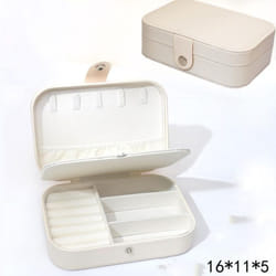 Button Storage Zipper Jewelers Organizer Container Box Portable Jewelry Box Jewelry Organizer Display Travel Jewelry Case Boxes - beige,white