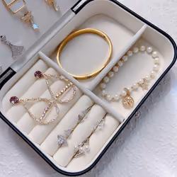 Button Storage Zipper Jewelers Organizer Container Box Portable Jewelry Box Jewelry Organizer Display Travel Jewelry Case Boxes - white