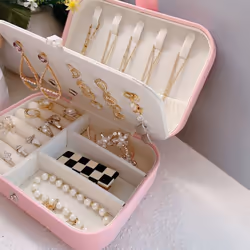 Button Storage Zipper Jewelers Organizer Container Box Portable Jewelry Box Jewelry Organizer Display Travel Jewelry Case Boxes - white