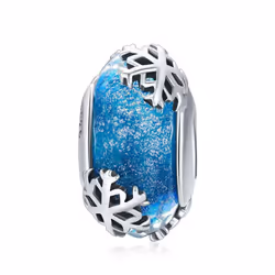 Bamoer 4 Styles Genuine 925 Sterling Silver Star Flower European Murano Glass Beads Fit Bracelets - SCC862