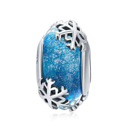 Bamoer 4 Styles Genuine 925 Sterling Silver Star Flower European Murano Glass Beads Fit Bracelets - SCC862