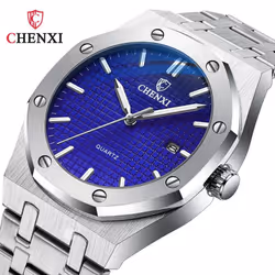 Men Casual Watch Stainless Steel Strap Calendar Cx0727 - blue