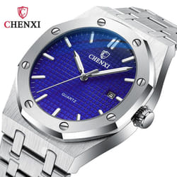 Men Casual Watch Stainless Steel Strap Calendar Cx0727 - blue