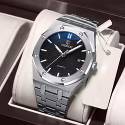 Men Casual Watch Stainless Steel Strap Calendar Cx0727 - white