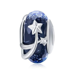 Bamoer 4 Styles Genuine 925 Sterling Silver Star Flower European Murano Glass Beads Fit Bracelets - SCC861