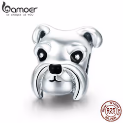 Bamoer 100% 925 Sterling Silver Lovely Animal Schnauzer Dog Charm Beads Fit Women Charm Bracelets