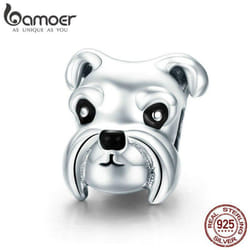 Bamoer 100% 925 Sterling Silver Lovely Animal Schnauzer Dog Charm Beads Fit Women Charm Bracelets