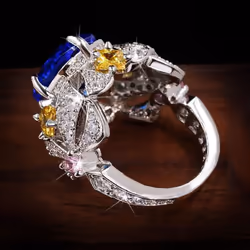 Vintage Jewelry Luxury Big Sapphire 925 Sterling Silver Rings For Women Elegant Flower Engagement Wedding Band Anniversary Rings - blue, 10