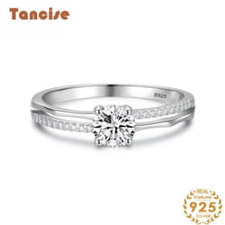 Tancise Classic 925 Sterling Silver  Zircon Ring Ladies Jewelry Wedding Promise Party Gift - silver, 9