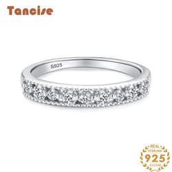 Tancise Classic 925 Sterling Silver  Zircon Ring Ladies Jewelry Wedding Promise Party Gift - silver, 9