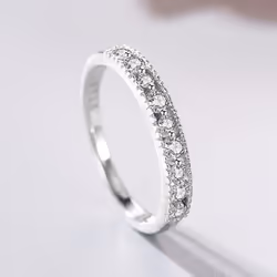 Tancise Classic 925 Sterling Silver  Zircon Ring Ladies Jewelry Wedding Promise Party Gift - silver, 9