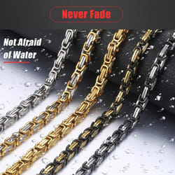 4/5/6/8mm Width Royal Box Chain Byzantine Bracelet Necklace For Men Male Stainless Steel Domineering Emperor Chain Necklace Personal - black, 5mm-50cm