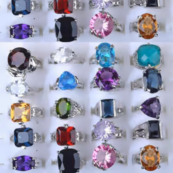 20pcs Wholesale Crystal Mixed Rings Bulk Finger Ring Band Jewelry