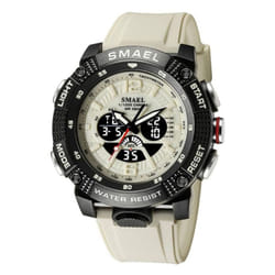 Sport Watches Waterproof Male Clock Digital Led Display Quartz Analog Stopwatch Fashion Green Orange Clock Men Watch - khaki