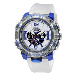 Sport Watches Waterproof Male Clock Digital Led Display Quartz Analog Stopwatch Fashion Green Orange Clock Men Watch - white