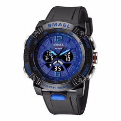 Sport Watches Waterproof Male Clock Digital Led Display Quartz Analog Stopwatch Fashion Green Orange Clock Men Watch - blue