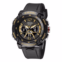 Sport Watches Waterproof Male Clock Digital Led Display Quartz Analog Stopwatch Fashion Green Orange Clock Men Watch - black, ...