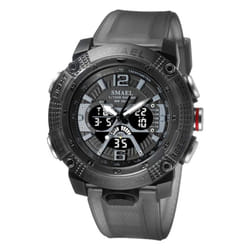 Sport Watches Waterproof Male Clock Digital Led Display Quartz Analog Stopwatch Fashion Green Orange Clock Men Watch - grey