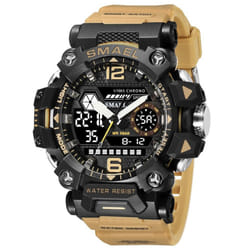 Smael Men Watches 50m Waterproof Sports Watch Military Man Sports Watch Digital 8072 Dual Display Watch Quartz Led Digital - yellow