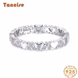 Tancise Classic 925 Sterling Silver  Zircon Ring Ladies Jewelry Wedding Promise Party Gift - silver, 6