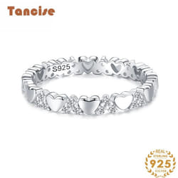 Tancise Classic 925 Sterling Silver  Zircon Ring Ladies Jewelry Wedding Promise Party Gift - silver, 6