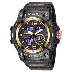 Smael Military Watch Quartz Wristwatches Sport 50m Waterproof Alarm Clock Light Analog Digital Male Clocks 8007 Mens Watches Digital - gold
