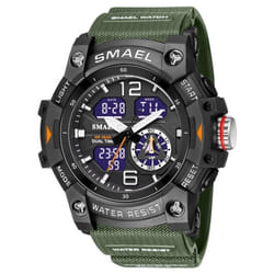 Smael Military Watch Quartz Wristwatches Sport 50m Waterproof Alarm Clock Light Analog Digital Male Clocks 8007 Mens Watches Digital - army green