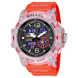 Smael Military Watch Quartz Wristwatches Sport 50m Waterproof Alarm Clock Light Analog Digital Male Clocks 8007 Mens Watches Digital - red