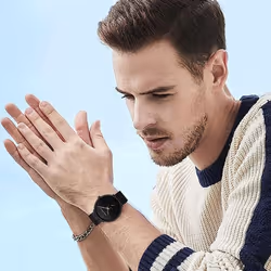 Hannah Martin Mens Watch Black Ultra Thin Wrist Watches For Men Fashion Waterproof Dress Stainless Steel Band Luxury Quartz Wrist Watch - black