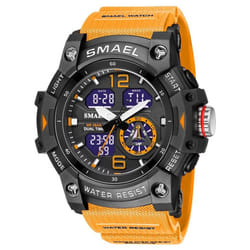 Smael Military Watch Quartz Wristwatches Sport 50m Waterproof Alarm Clock Light Analog Digital Male Clocks 8007 Mens Watches Digital - orange