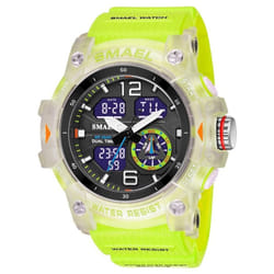 Smael Military Watch Quartz Wristwatches Sport 50m Waterproof Alarm Clock Light Analog Digital Male Clocks 8007 Mens Watches Digital - green