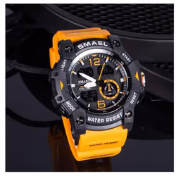 Smael Military Watch Quartz Wristwatches Sport 50m Waterproof Alarm Clock Light Analog Digital Male Clocks 8007 Mens Watches Digital - white