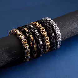 4/5/6/8mm Width Royal Box Chain Byzantine Bracelet Necklace For Men Male Stainless Steel Domineering Emperor Chain Necklace Persona - silver, 8mm-50cm