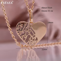 Pataya Rose Gold Color Hollow Heart Style Romance Of A Teenage Girl Necklace