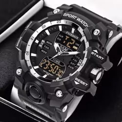 Lige New Men Watch Dual Display Led Digital Watch For Men Waterproof Chronograph Quartz Military Sport Electronic Wristwatch - blue
