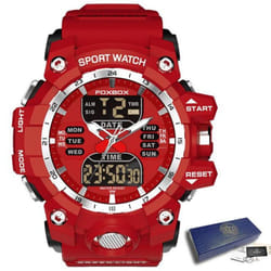 Lige New Men Watch Dual Display Led Digital Watch For Men Waterproof Chronograph Quartz Military Sport Electronic Wristwatch - red