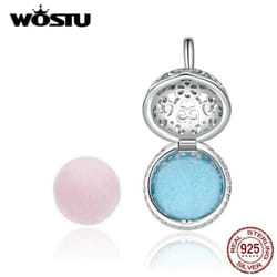Wostu Perfume Box With Pink Blue Ball Openwork Dangle Charms 925 Sterling Silver Fit Bracelet